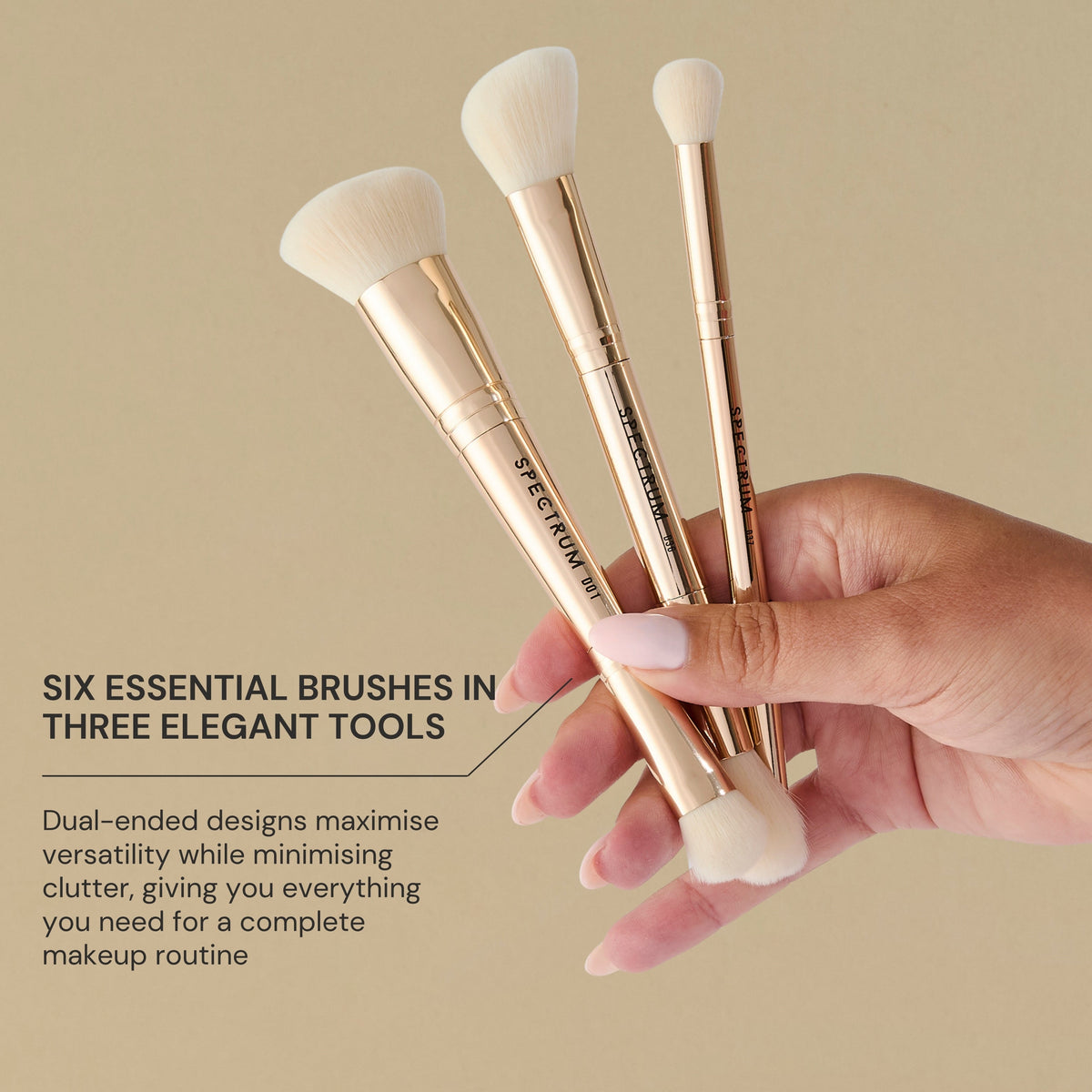 Gilded Glamour 3 Piece Luxe Dual Ended Makeup Brush Set