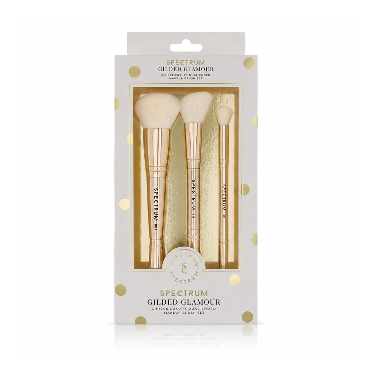 Gilded Glamour 3 Piece Luxe Dual Ended Makeup Brush Set