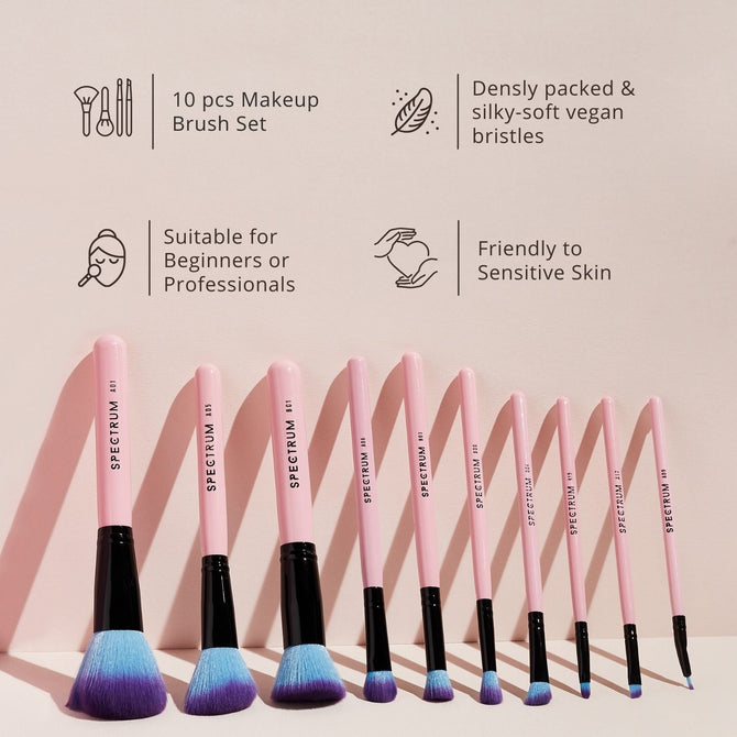 10 Piece Essential Makeup Brush Set